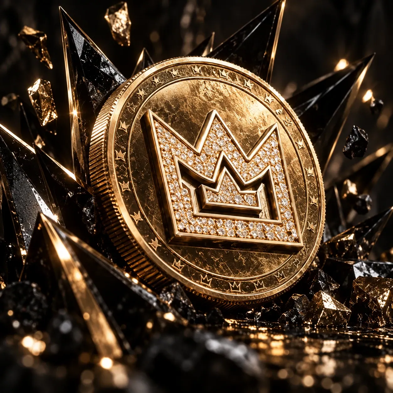 The gold $KUB3 coin with a diamond-set KUBE crown